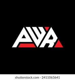 PWR triangle letter logo design with triangle shape. PWR triangle logo design monogram. PWR triangle vector logo template with red color. PWR triangular logo Simple, Elegant, and Luxurious design.