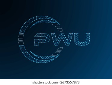 Diseño de Vector de logotipo de letra polivinílica baja PWU. Diseño de logotipo de poliéster inferior de PWU. Logotipo de poliéster bajo.