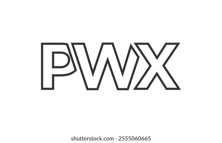 PWX logo design template with strong and modern bold text. Initial based vector logotype featuring simple and minimal typography. Trendy company identity ideal for businesses brand presence.