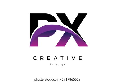 PX kreative und moderne Buchstaben Logo-Design mit kreativen lila Welle abstrakte Latter Logo Konzept.