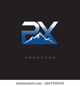 PX Creative Mountain Logo – Bold Gradient Letter mark Branding Design for Business  Outdoor Brands	
