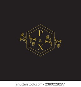 PX elegante logo inicial de boda en un diseño profesional de alta calidad que se imprimirá en cualquier medio impreso