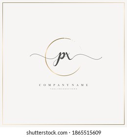 PX Initial Letter handwriting logo hand drawn template vector, logo for beauty, cosmetics, wedding, fashion and business