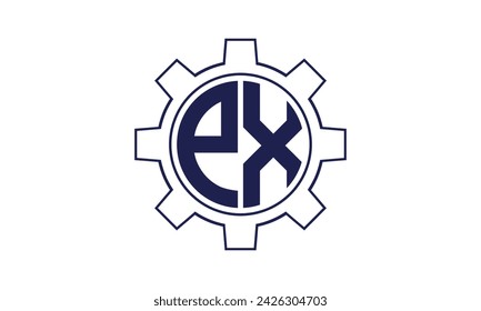 PX initial letter mechanical circle logo design vector template. industrial, engineering, servicing, word mark, letter mark, monogram, construction, business, company, corporate, commercial, geometric