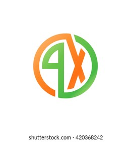 PX initial letters looping linked circle logo orange green