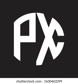 PX Initial Logo design Monogram Isolated on black and white