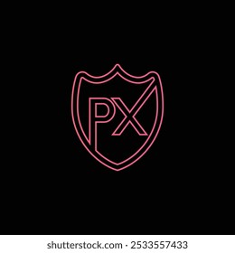 PX initial logo design with a shield shape