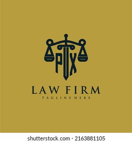 PX initial monogram for lawfirm logo with sword and scale