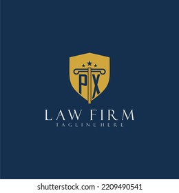 PX initial monogram lawfirm logo with pillar and shield design