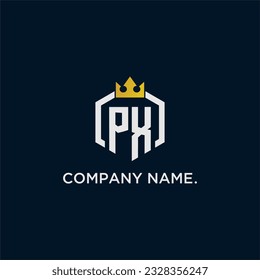 PX initial monogram logo design for hexagon style  crown elegant image