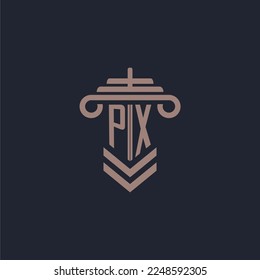 PX initial monogram logo with pillar design for law firm vector image