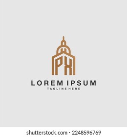 PX inicial monograma inmobiliario logo con diseño imperium