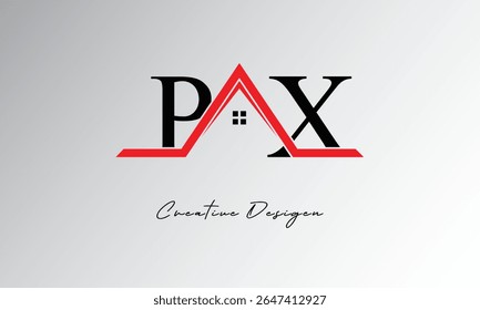 Logotipo de PX Letter House: monograma inmobiliario creativo con icono de techo y forma de hogar para propiedades, arquitectura y marca moderna
