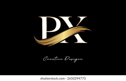 PX Letter Monogram Logo – Elegant Gold Brush Stroke Letter mark for Luxury Branding, Fashion, Boutique  Premium Identity Design
