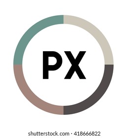 PX letters, four colors in abstract background logo, design identity in circle, alphabet letter