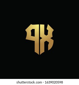 PX logo monogram with gold colors and shield shape design template