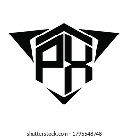 PX Logo monogram with wings arrow around design template on white background