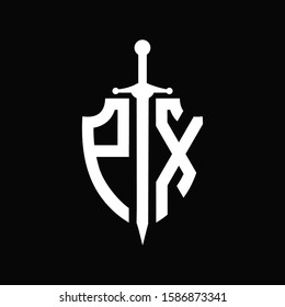 PX logo with shield shape and sword