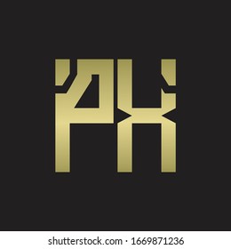 PX Logo with squere shape design template with gold colors