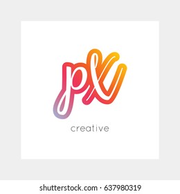 PX logo, vector. Useful as branding, app icon, alphabet combination, clip-art.