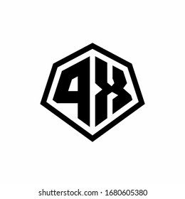 PX monogram logo with hexagon shape and line rounded style design template isolated on white background