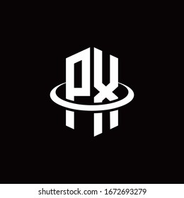 PX monogram logo in a hexagon style and surrounded by a ring