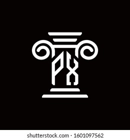 PX monogram logo with pillar style design template