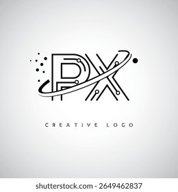 PX Orbit Monogram Logo – Futuristic Minimal Letter mark with Circular Line Art, Tech-Inspired Dots and Space Motion Concept for Modern Branding Identity