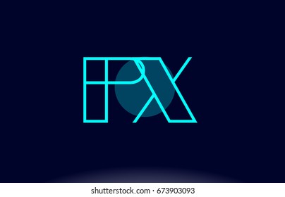 px p x blue line circle letter logo alphabet creative company vector icon design template