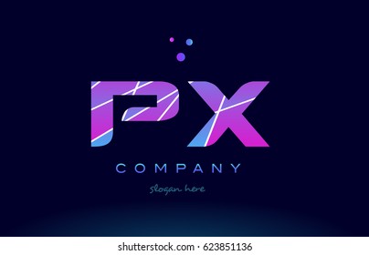 px p x  creative color blue background pink purple magenta alphabet letter company logo vector icon