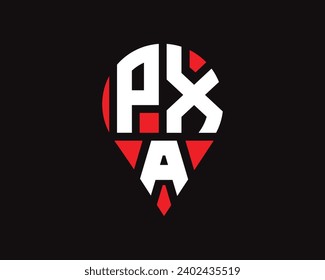PXA letter location shape logo design