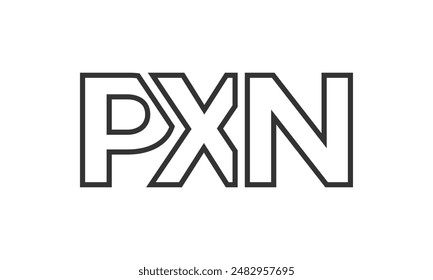 PXN logo design template with strong and modern bold text. Initial based vector logotype featuring simple and minimal typography. Trendy company identity ideal for businesses brand presence.