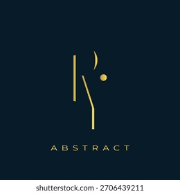 PY Abstractas diseño de logotipo dorado. Abstractas composición de símbolos de oro sobre un fondo azul marino oscuro