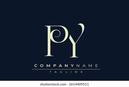 PY abstract Logo. Elegantly Designed Minimalist Monogram Logo with Stylish Lettering. Sophisticated and sleek minimalist monogram showcasing unique lettering design.