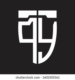 PY Abstract logo monogram with emblem style isolated on black background