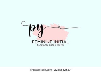 PY beauty monogram and elegant logo design handwriting logo of initial signature, wedding, fashion, floral and botanical with creative template.