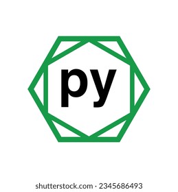 Monograma de la letra inicial del nombre de la empresa PY. Icono PY.
