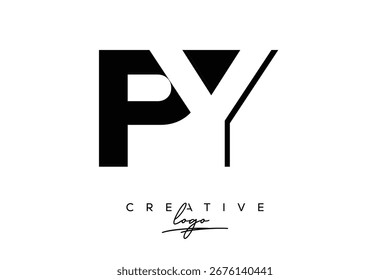 PY Creative Minimalist Negative Space Latter Logo with Modern Monogram for Branding and Business Lettermark Logo with Initial Letters Logo Design for Branding.