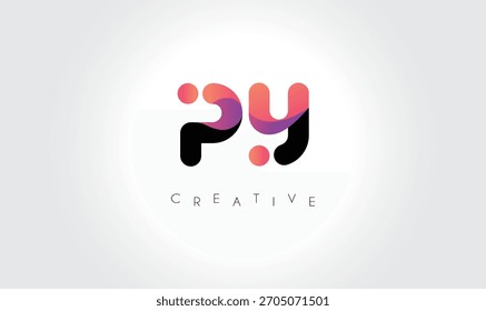 Logotipo abstrato do gradiente PY com formas arredondadas criativas