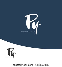 PY Initial handwriting or handwritten logo for identity. Logo with signature and hand drawn style.