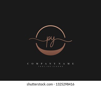 PY initial handwriting logo template vector