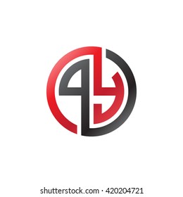 PY initial letters looping linked circle logo red black