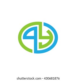 PY initial letters looping linked ellipse logo blue green
