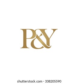 P&Y Initial logo. Ampersand monogram golden logo