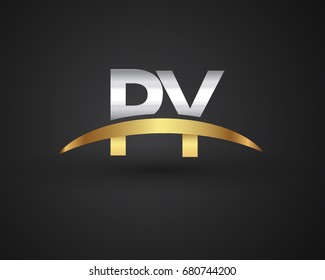 PY initial logo company name colored gold and silver swoosh design. vector logo for business and company identity.
