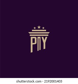 PY initial monogram logo design for lawfirm lawyers with pillar vector image