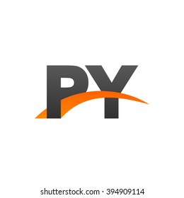 PY initial overlapping swoosh letter logo black orange