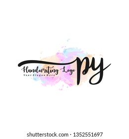 PY initial signature logo. handwriting logo template vector,