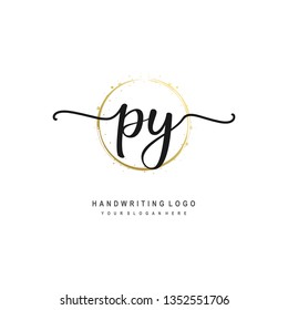 PY initial signature logo. handwriting logo template vector,
