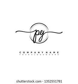PY initial signature logo. handwriting logo template vector,